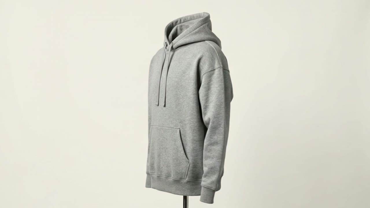Oversized grey hoodie, a slow turn