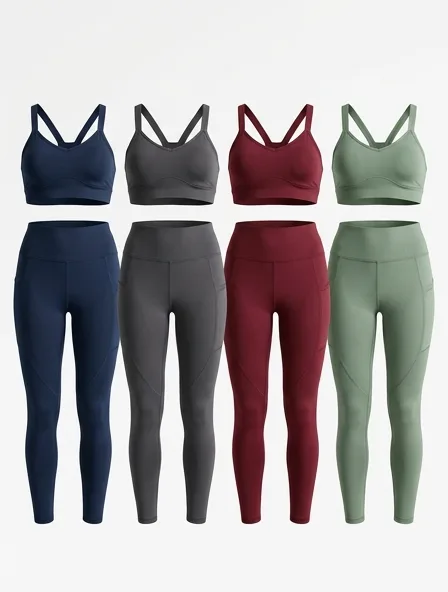 Activewear in four colorways, side by side