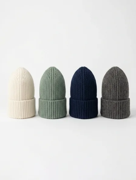 Beanie in four colorways, side by side