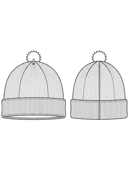 Beanie flat technical drawing, front and back