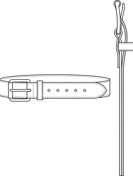 Belt flat technical drawing, front and back