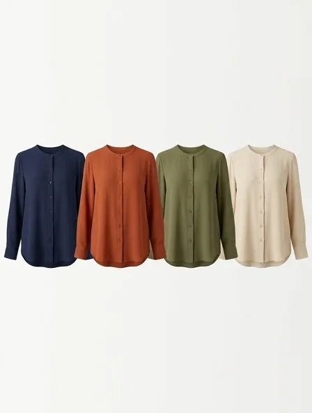 Blouse in four colorways, side by side