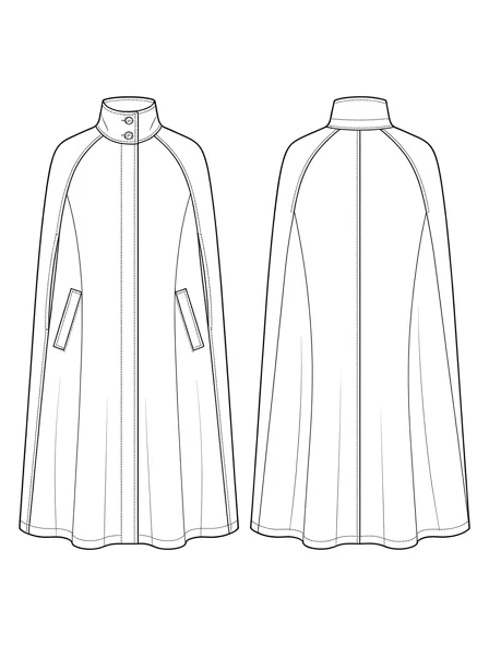 Cape flat technical drawing, front and back