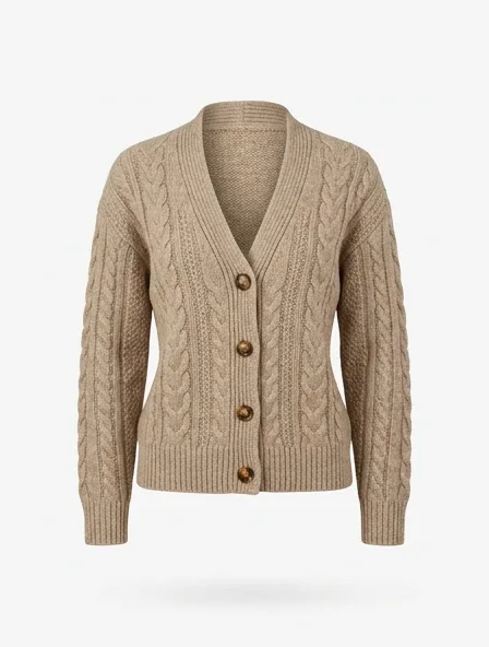 Cardigan product photo on a white background