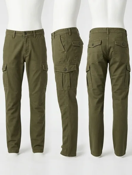 Cargo pants from the front, side and back