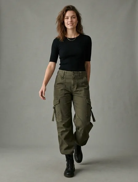Cargo pants in motion, a still from a product film