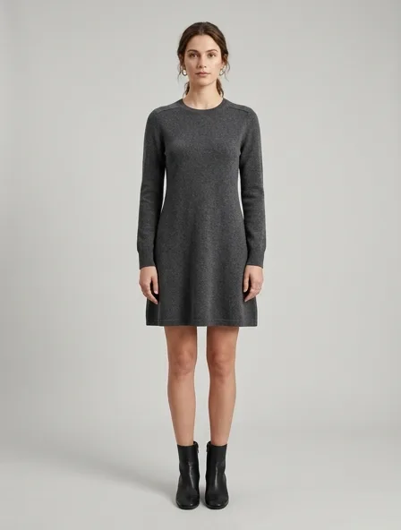 Mini dress in cashmere knit, on a model in a studio
