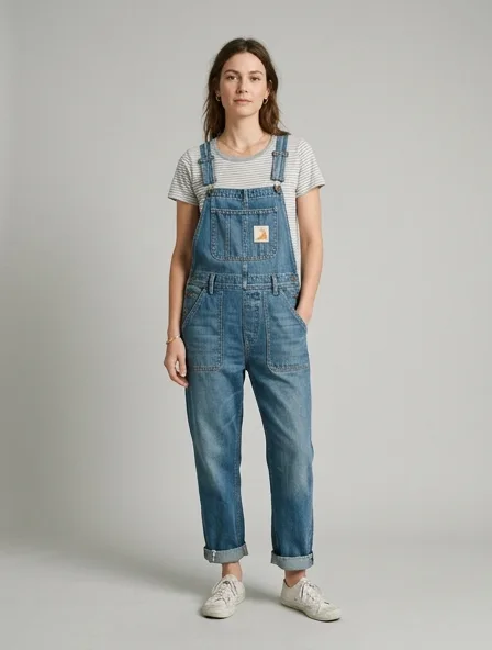 Casual overalls on a model: relaxed fits, comfortable fabrics, easy styling