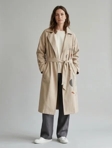 Casual trench coat on a model: relaxed fits, comfortable fabrics, easy styling