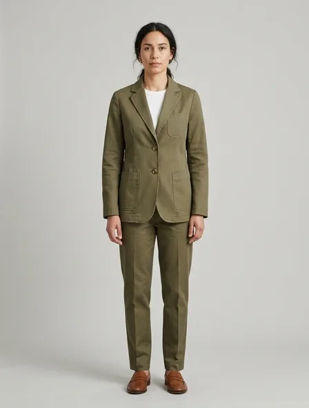 Blazer in cotton twill, on a model in a studio