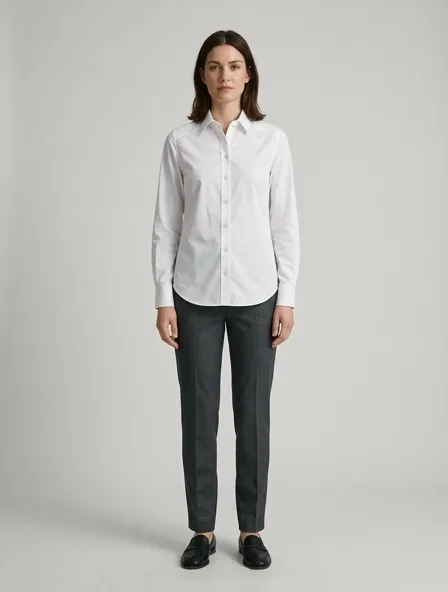 Shirt in cotton poplin, on a model in a studio