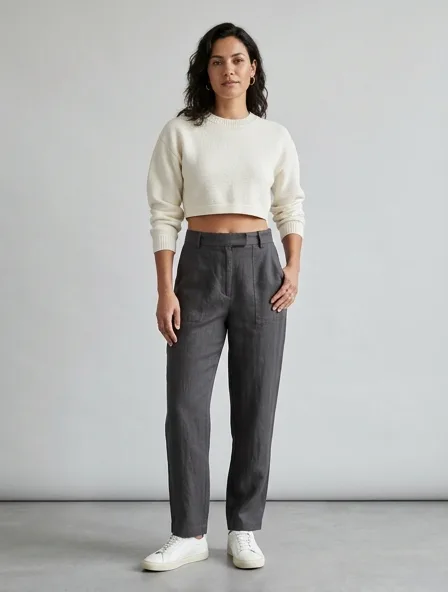 Crop top design concept, rendered in a studio