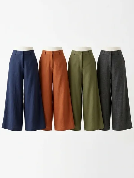 Culottes in four colorways, side by side