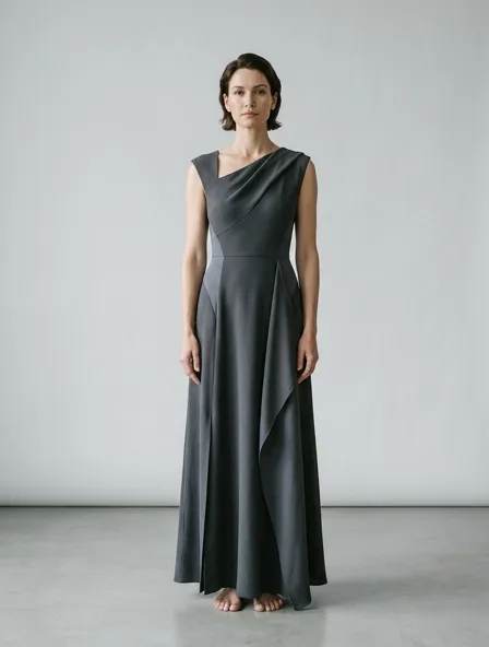 Dress design concept, rendered in a studio