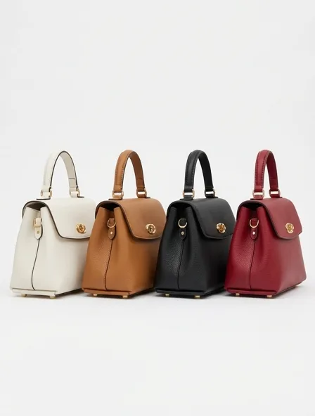 Handbag in four colorways, side by side