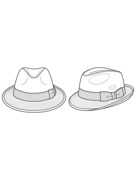 Hat flat technical drawing, front and back