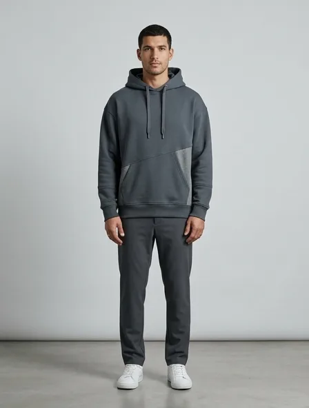 Hoodie design concept, rendered in a studio