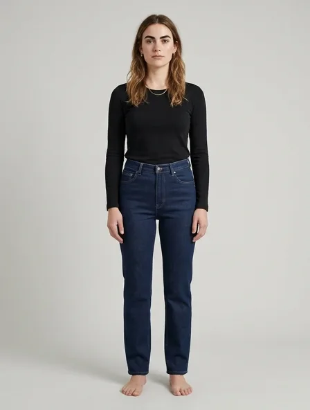 Jeans in ponte di Roma, on a model in a studio