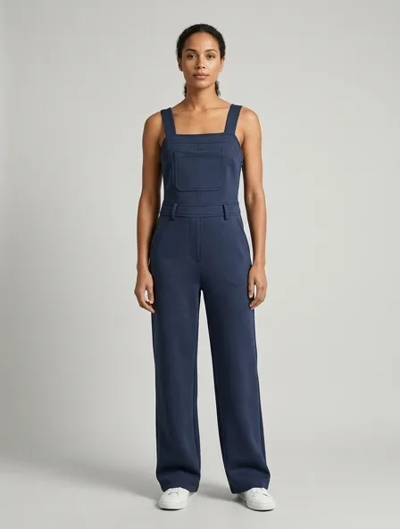 Overalls in ponte di Roma, on a model in a studio