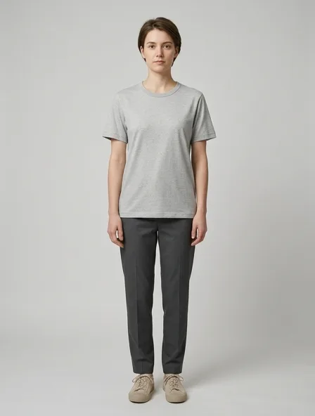 Shirt in single jersey, on a model in a studio