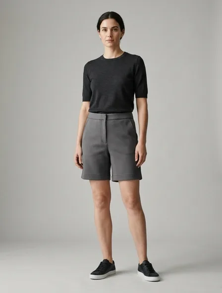 Shorts in ponte di Roma, on a model in a studio