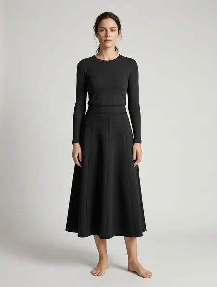 Skirt in ponte di Roma, on a model in a studio