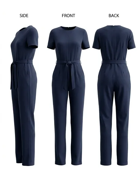Jumpsuit from the front, side and back