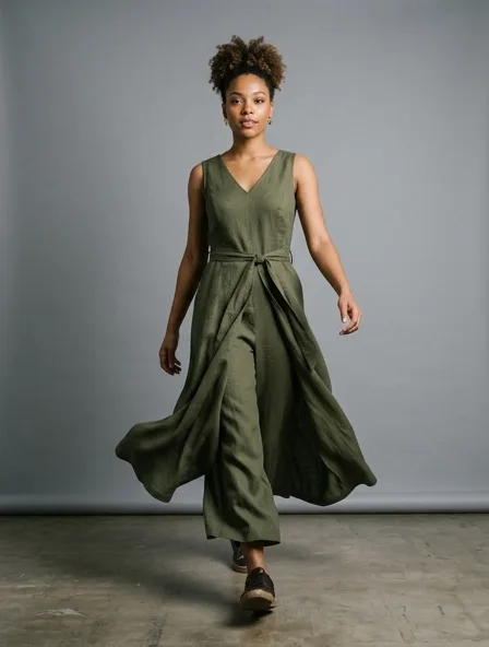 Jumpsuit in motion, a still from a product film