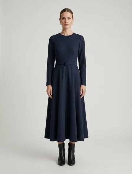 Midi dress design concept, rendered in a studio