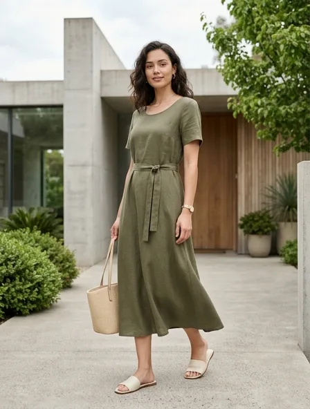 Midi dress styled for a lookbook