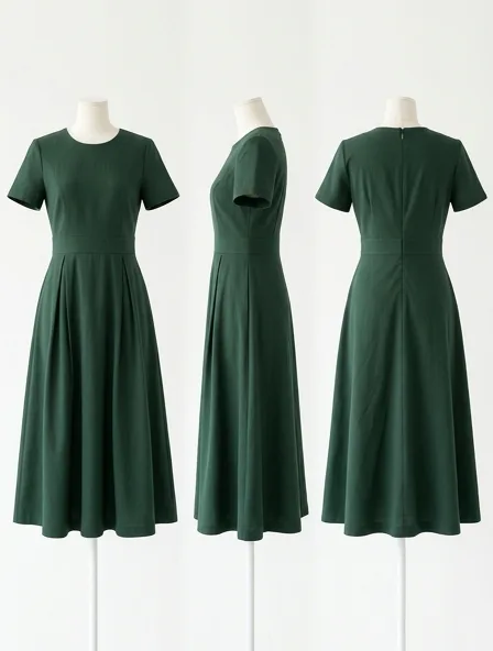 Midi dress from the front, side and back