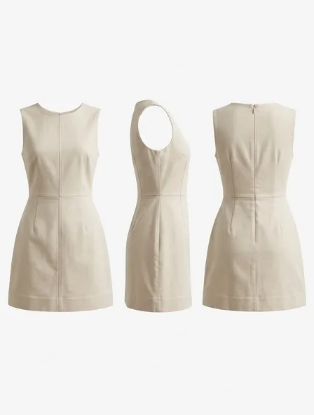 Mini dress from the front, side and back