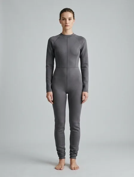 Bodysuit in scuba knit, on a model in a studio