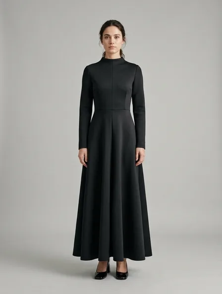 Maxi dress in scuba knit, on a model in a studio