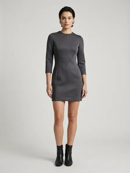 Mini dress in scuba knit, on a model in a studio