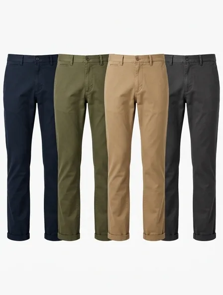 Pants in four colorways, side by side