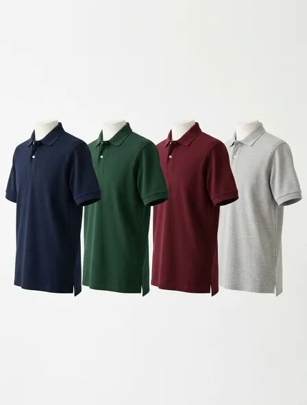 Polo shirt in four colorways, side by side