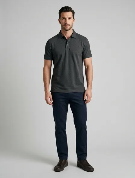 Polo shirt design concept, rendered in a studio