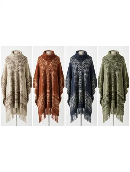 Poncho in four colorways, side by side