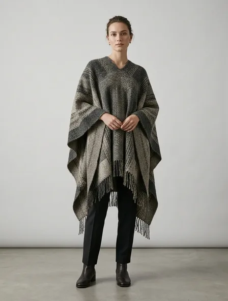 Poncho design concept, rendered in a studio