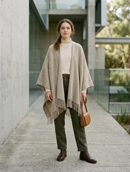 Poncho styled for a lookbook