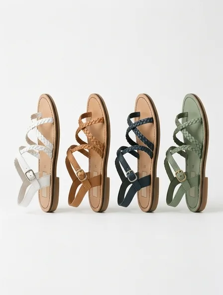Sandal in four colorways, side by side