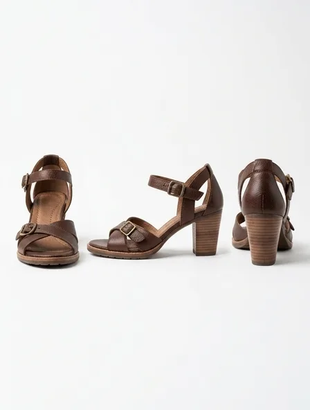 Sandal from the front, side and back