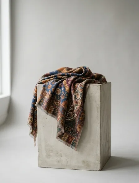 Scarf design concept, rendered in a studio