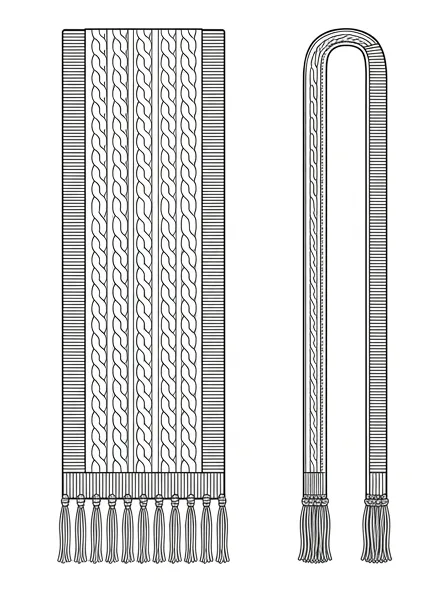Scarf flat technical drawing, front and back