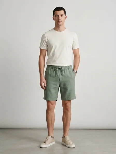 Shorts design concept, rendered in a studio