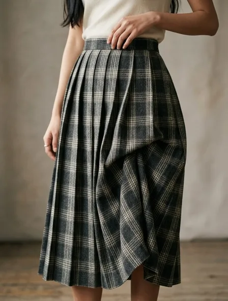 Skirt fabric close-up showing drape and texture