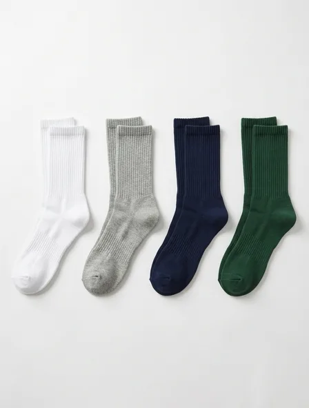 Socks in four colorways, side by side