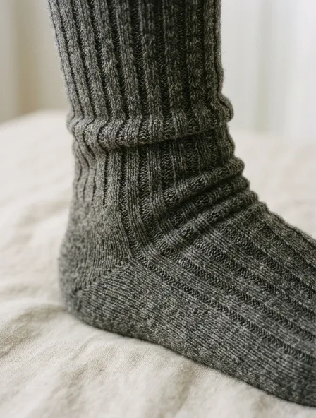 Socks fabric close-up showing drape and texture