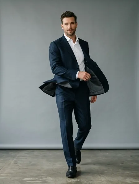 Suit in motion, a still from a product film